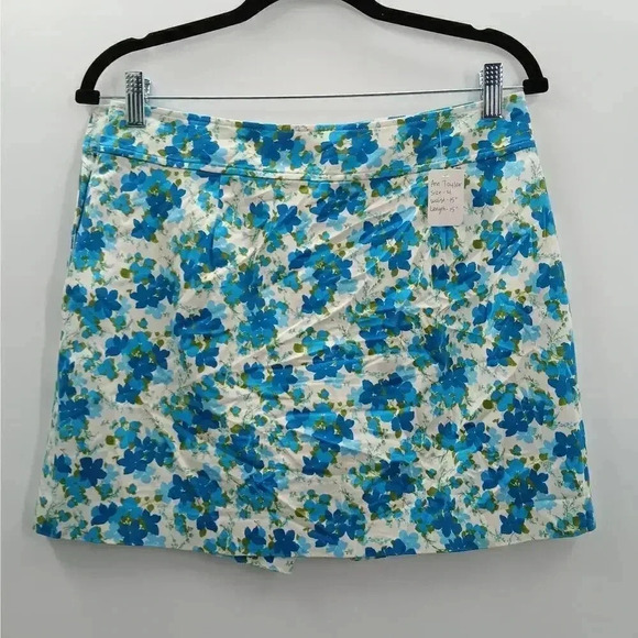Ann Taylor Blue Floral Mini Pencil Preppy Tennis Short Skort Skirt Small 4 - Picture 2 of 5